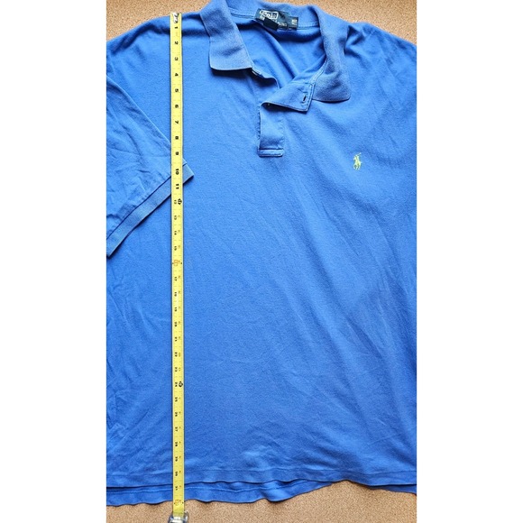 Polo by Ralph Lauren XLT XL Tall Blue Polo Shirt Green Pony Mens Preppy Normcore - Picture 5 of 6